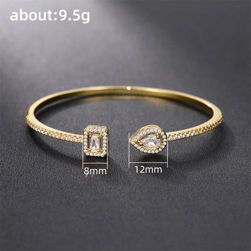 Luxury Brand Full of Rhinestone Zircon Opening Bracelets for Women 2023 New Trendy Shiny High-quality Bracelet Ring Jewelry Set