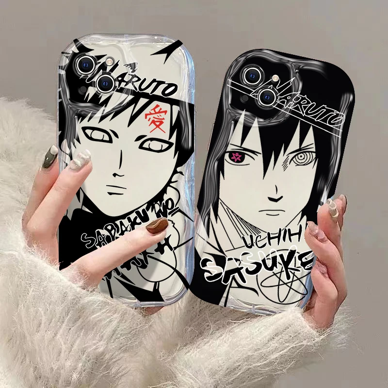 Black Narutoes Itachi Kakashi 3D Wave Case For iPhone 16 15 14 13 12 11 Pro Max Mini X XR XSMAX 8 7 6S Plus Soft Silicone Cover