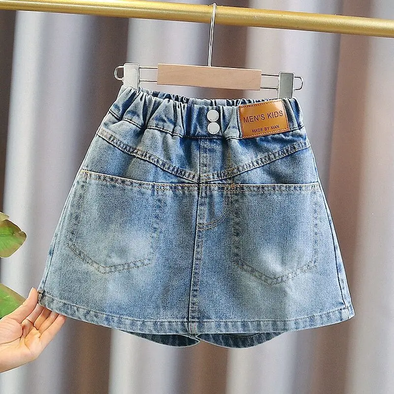 

4 6 7 10 12 15Y Teenage Girl Denim Skirt Pants Summer Fashionable Thin Shorts Children's Clothing New Style
