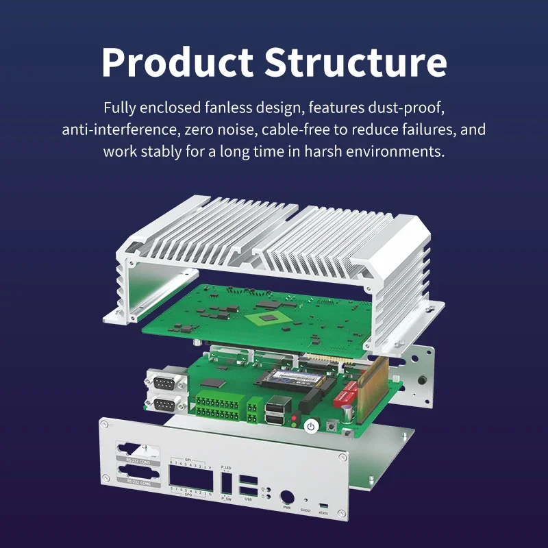 Dual RJ45 100M/1000M 6 DB9 4 USB industrial box pc control embedded fanless computer mini desktop industrial mini pc