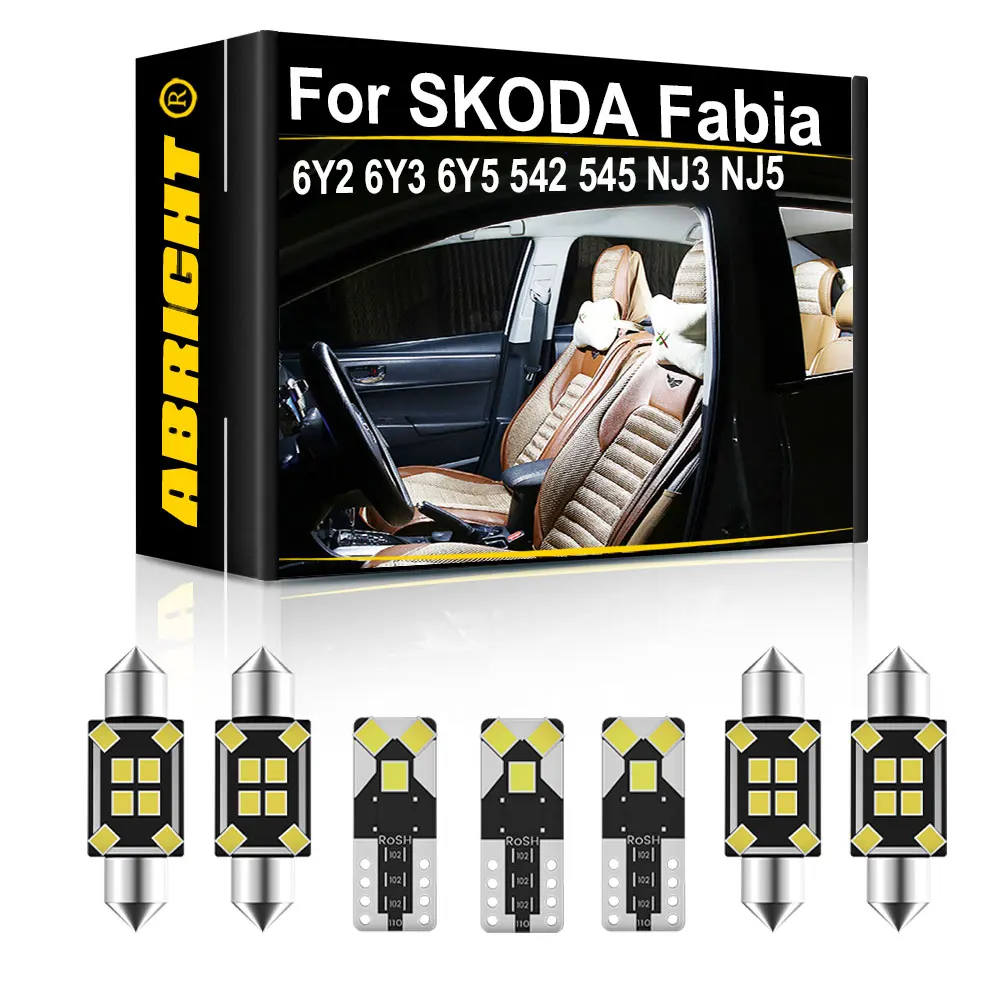 ABRIGHT Car Interior LED Light Canbus For SKODA Fabia MK123 6Y2 6Y3 6Y5 542 545 NJ3 NJ5 1999 2003 2005 2009 2012 2016 2019 2022