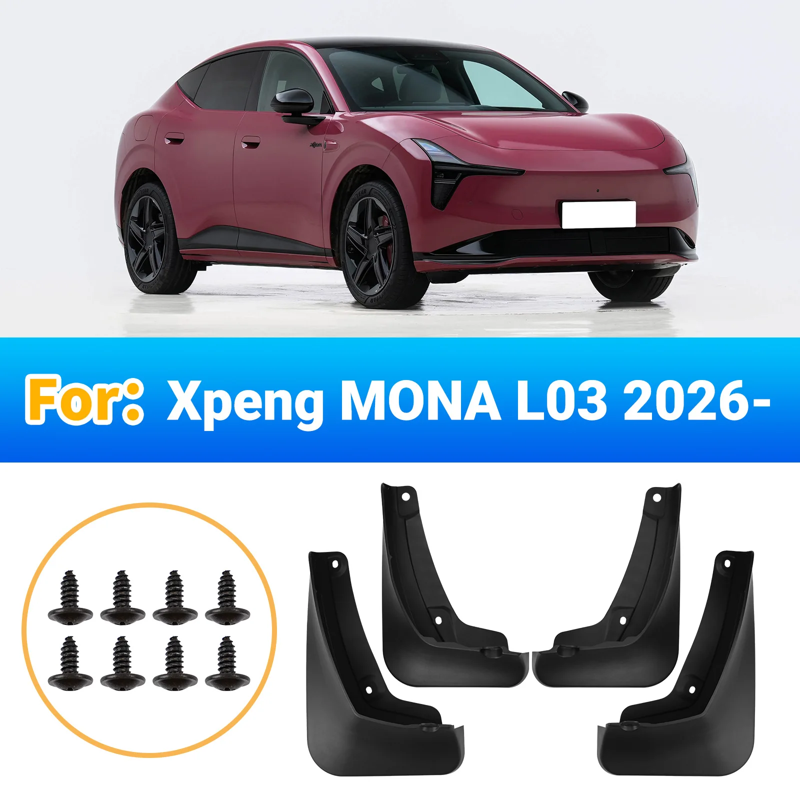 For Xpeng MONA L03 2026 Mud Flaps Mud Guards Splash Guards Wheel Splash Shield Auto Exterior Modified Accessories