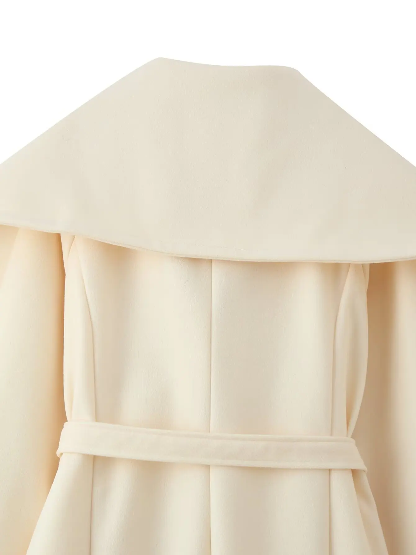 معطف صوف أنيق بحزام وياقة مدببة. تحدد خصرك لمظهر متعدد الاستخدامات وأنيق. #5