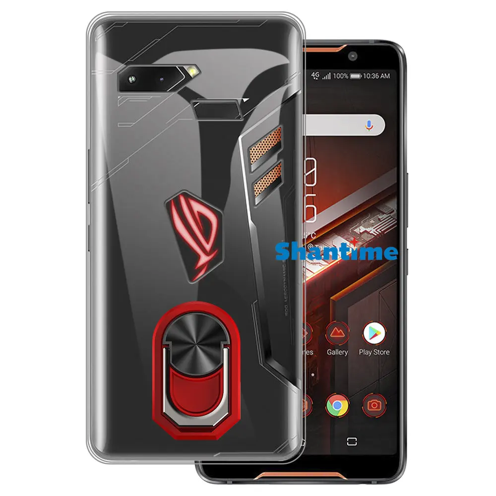 Luxury Shockproof Ring Holder For Asus ROG Phone ZS600KL Case Soft Silicone TPU Protective Holder Cover