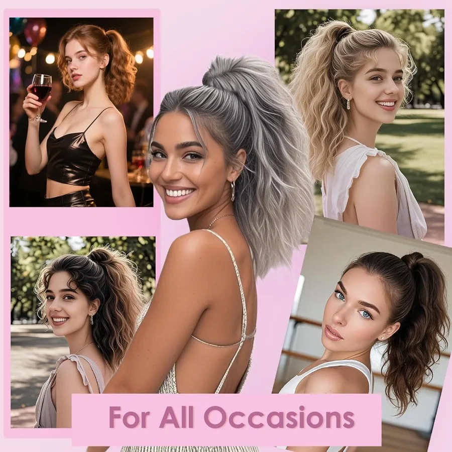 مخلب كليب ذيل حصان تمديد قصير أوبورن مجعد شعر مموج للنساء 12 بوصة قطعة شعر فو وهمية مشبك انتزاع صغير في ذيول حصان H