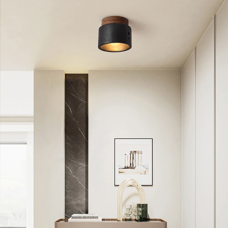 Simple modern aisle ceiling light Wabi-Sabi Italian minimalist black corridor into the household Nordic balcony lamps