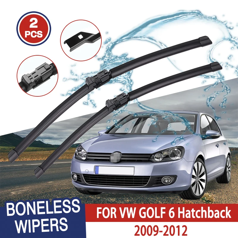 Wiper Blades For VW GOLF 6 Hatchback  2009-2012 Front  Windshield Clean Window Windscreen Auto Parts Car Rain Brushes 24\'\'+19\'\'