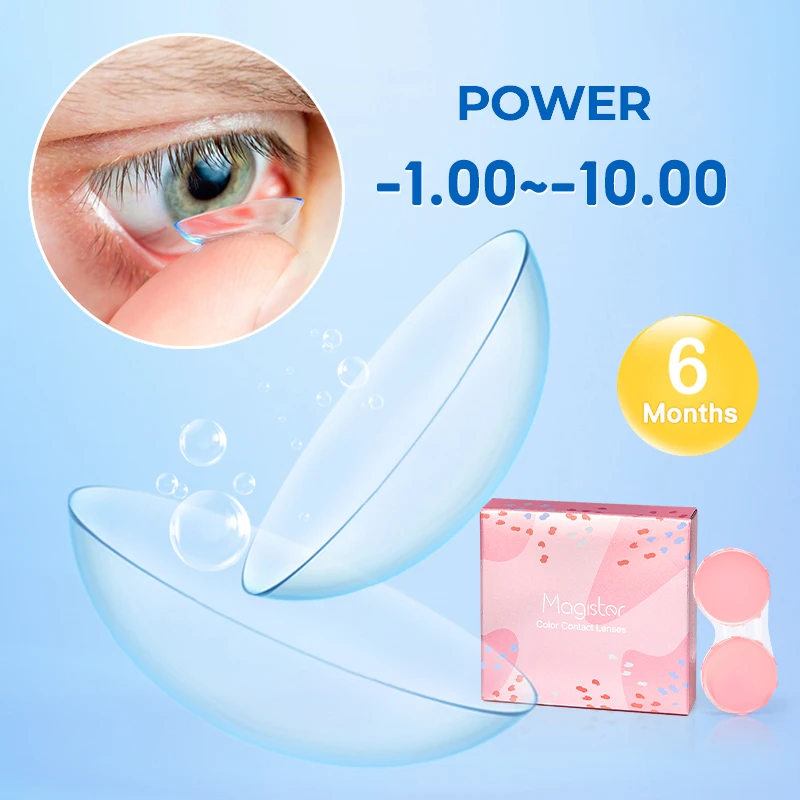 Contact Lenses with Diopters Prescription Contact Lens Minus for Vision Correction 2Pcs Clear Lenses for Myopia Yearly Soft Lens