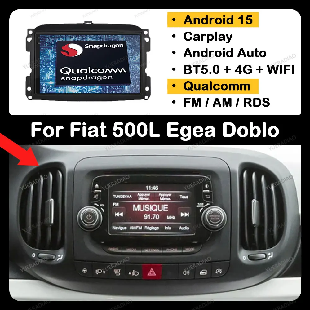

Android 15 Car Radio For Fiat 500L Egea Doblo 2012 2013 2014 2015 2016 2017 Multimedia 2DIN Viedo Player GPS 5G WIFI 4G LTE DSP