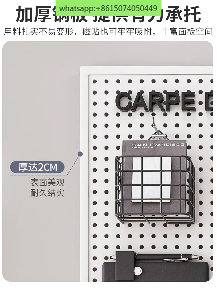 원형 구멍 보드 벽 선반 스테인리스 스틸 디스플레이 보관함 쥬얼리 하드웨어 도구 범용 벽걸이 보드