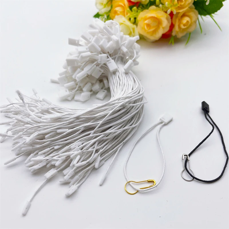 5000pcs Square Wax Cord Safety Pin Tag Rope String Snap Lock Pin Loop Tie Fasteners DIY Garment Label Rope Accessories Wholesale