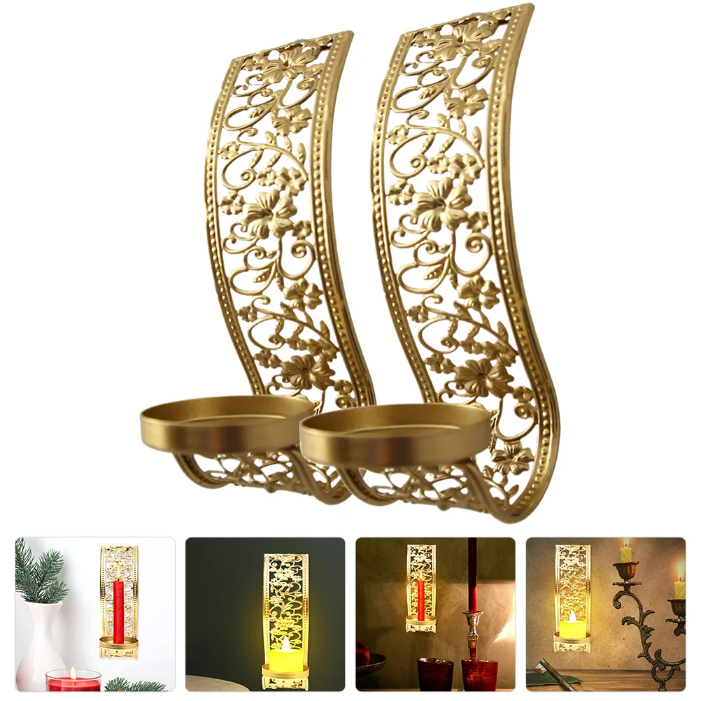 

2 Pcs Middle East Table Decor Taper Metal Decorations Pillar Candles Holders