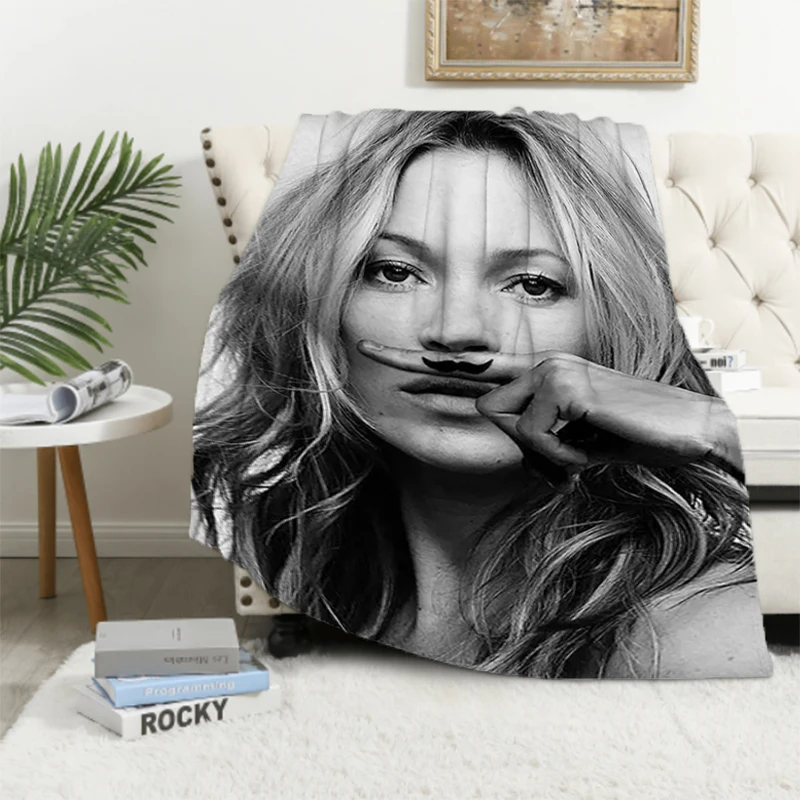 

Thick Blanket Fluffy Vintage Sexy Supermodel Kate Moss Microfiber Bedding King Lid Bed Blankets for Decorative Sofa Knee Fleece