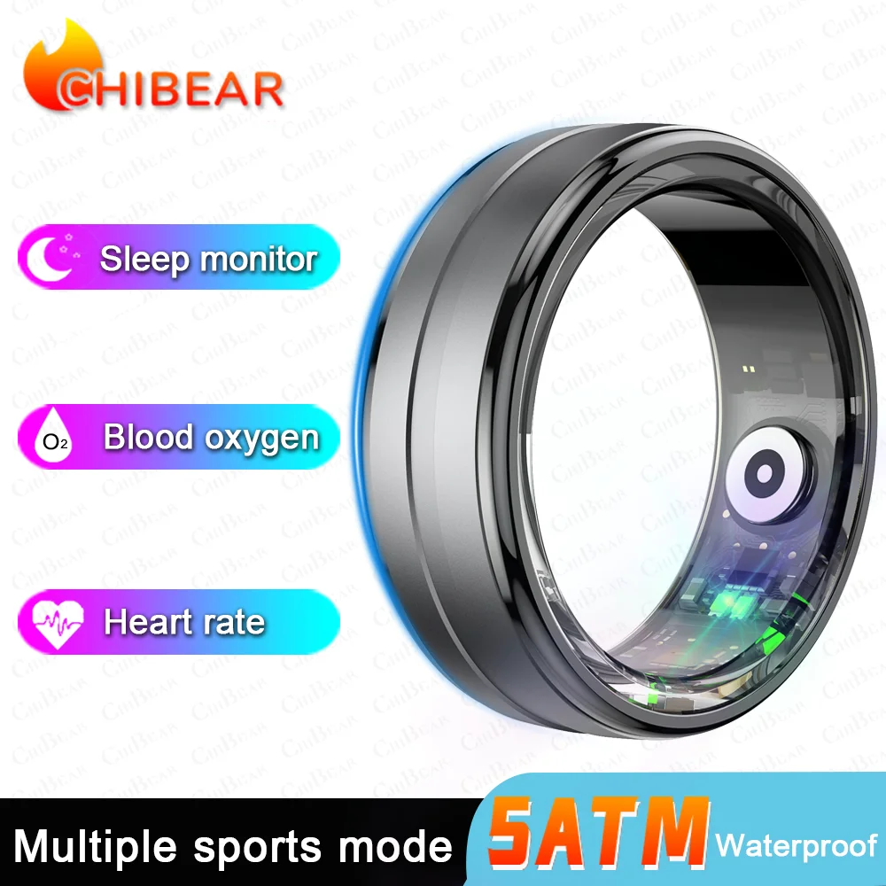 5 ATM Waterproof Smart Ring For Men Women Oxygen Monitor Sleep Recording Sport Mode GPS Tracking Smartring New For Android IOS