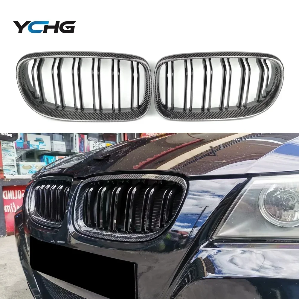 

E90 E91 Lci Carbon Fiber Front Bumper Kidney Grille For 3 Series Sedan Wagon Replacement Grills 2008-2011