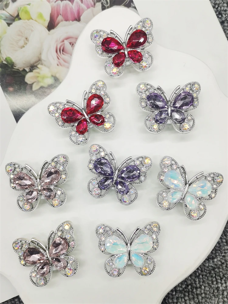 2PCS Bling Schmetterling Schnürsenkel Charms Harz Schmuck Schuh Schnalle Dekorationen DIY Strass Schuh Spitze Clips Zubehör – Detail 4