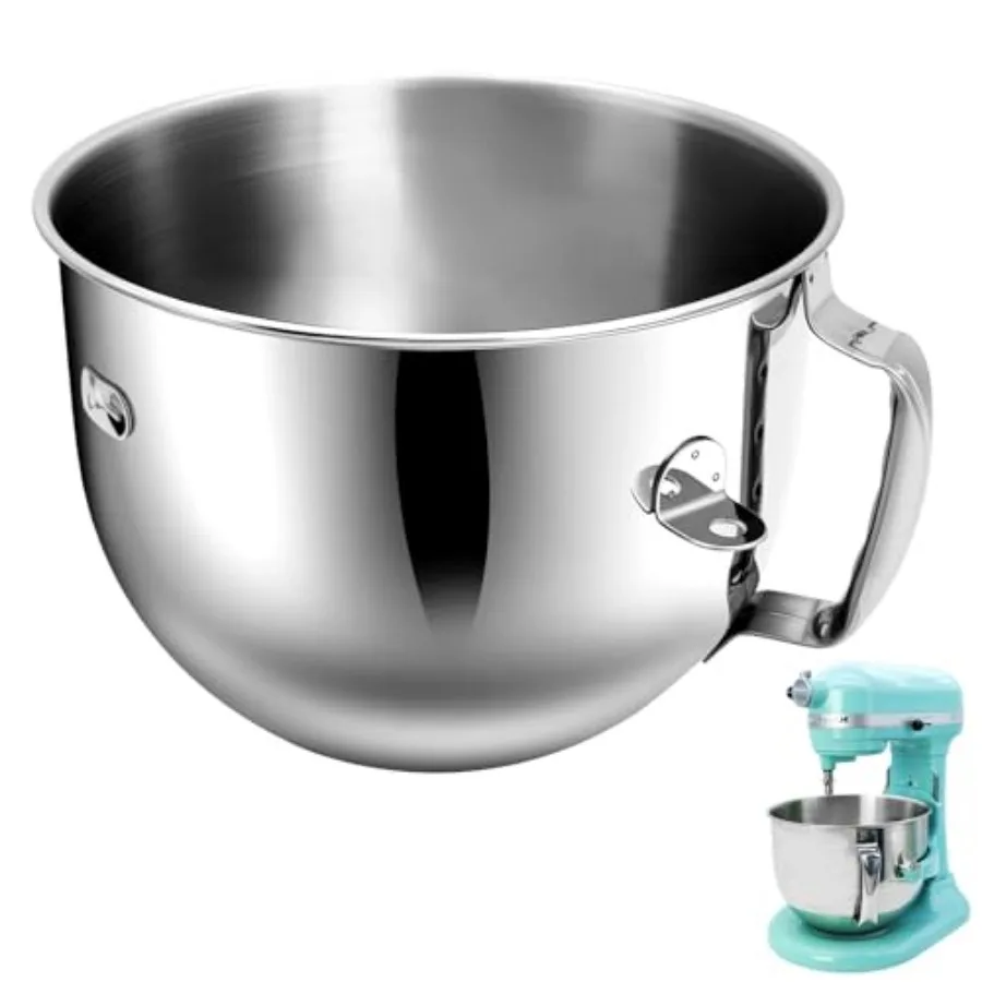 

7 Quart Stainless Steel Mixer Bowl Compatible with KitchenAid Bowl-Lift Stand MixersDishwasher Safe Large Capacity Mixing Bowl
