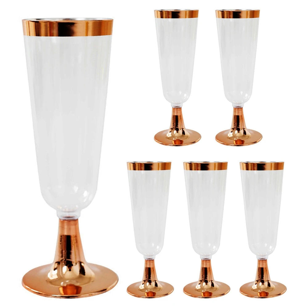 6Pcs/Set Disposable Red Wine Glass Plastic Champagne Flutes Glasses Cocktail Goblet Wedding Party Drink Cup Bar Supplies