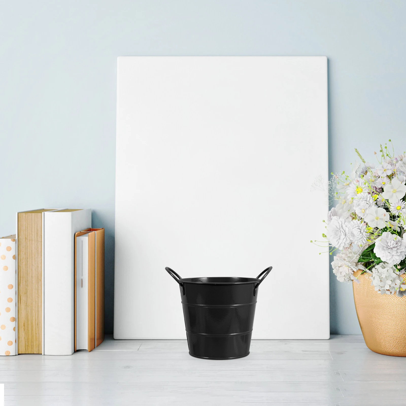 

Mini Desktop Trash Can Set Office Home Bedroom Decorative Bin Storage Bucket Narrow Garbage Container Handle For