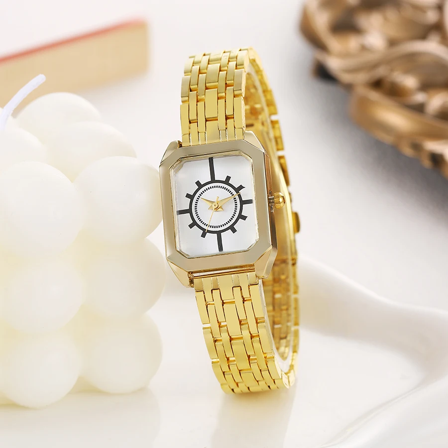Fashion Light Luxury All-match Rectangular Dial Alloy Material Women's Quartz Watch, Suitable for Daily Wear, Christmas Gift