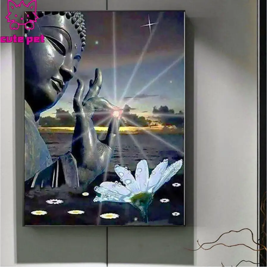 diy diamond painting zen Buddha statue rhinestone mosaic cross stitch 5d embroidery kits full square round drill religious decor