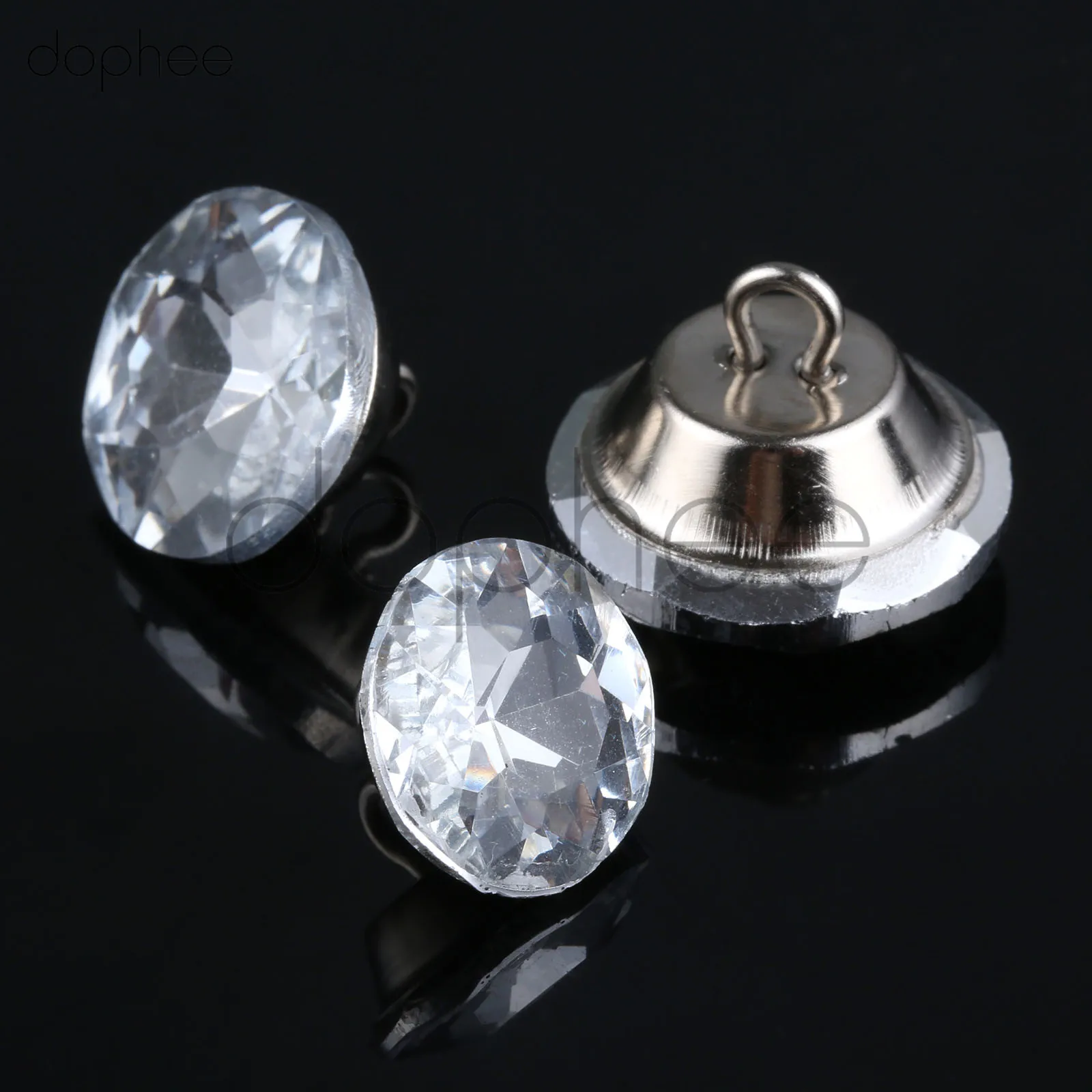 dophee 10pcs 18mm Crystal Diamond  Rhinestone Round Buttons Sewing Sofa DIY  Buttons Accessories