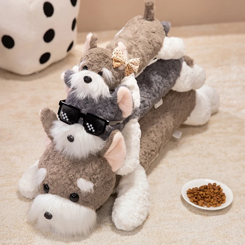 Kawaii Schnauzer Dog Plush Toy Small Soft Simulation Stuffed Animal Toys Cute Photo Props Birthday Gift