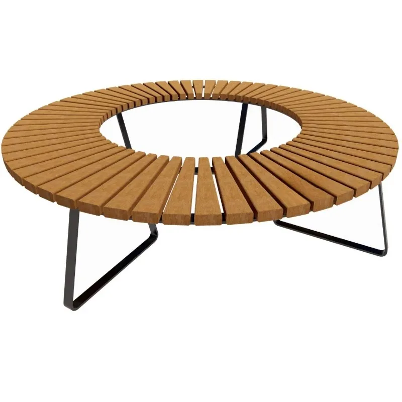 

Outdoor Garden Park Public Space Round Genus and Wooden Picnic Bench