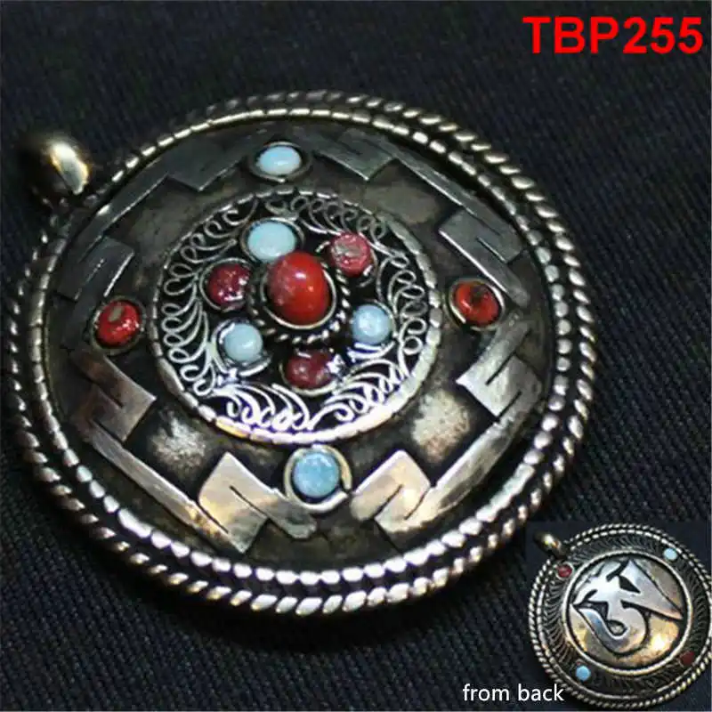 

Tibetan Mandala Amulet Pendant Double Sides OM Mantras Pendants TBP255