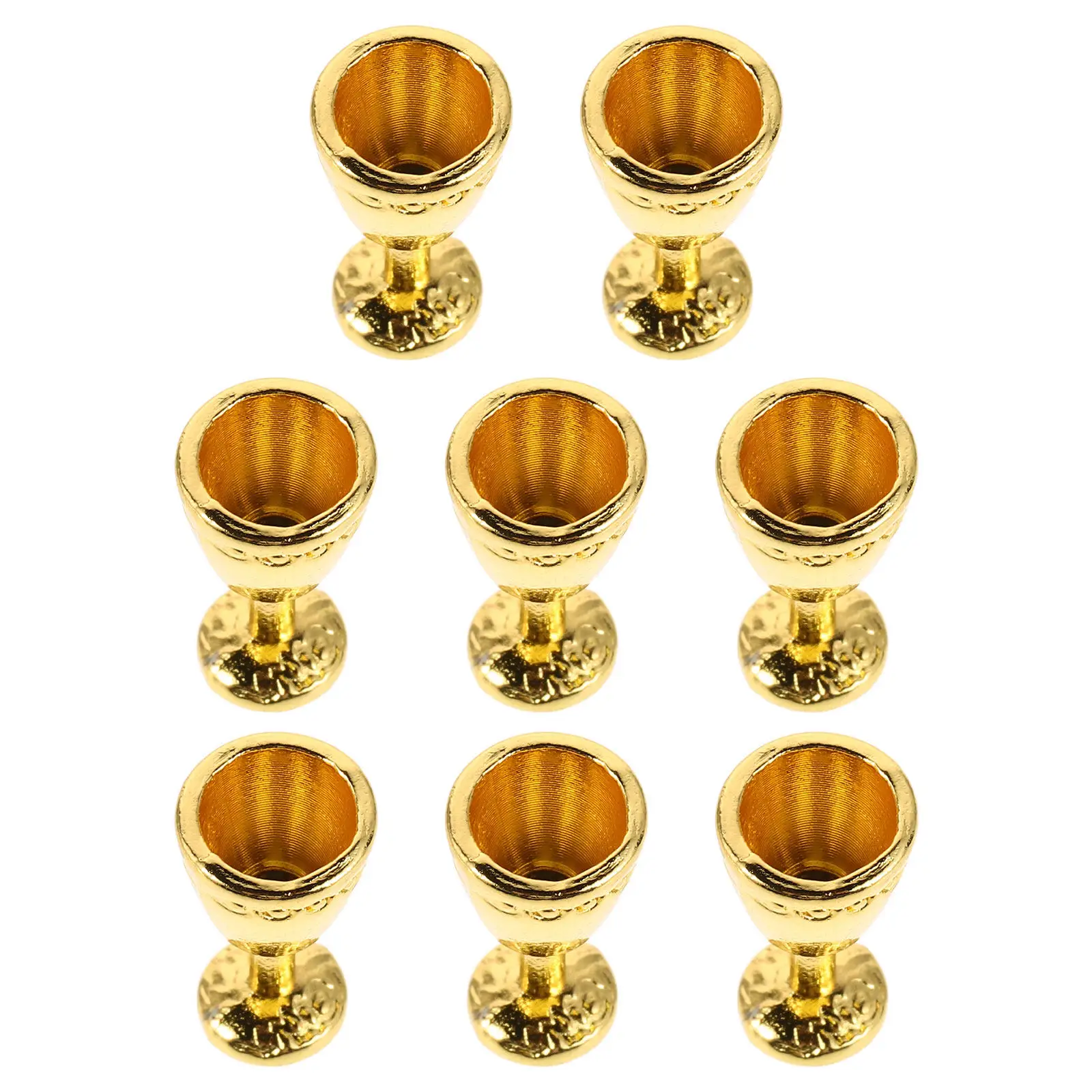 

8Pcs Vintage Alloy Mini Wine Goblets Embossed Mini Cups for Dollhouse Kitchen Accessories Party Supplies Dollhouse Miniature Cup