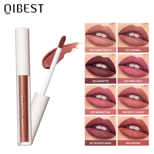 Maquillaje lápiz labial líquido mate resistente al agua brillo de labios duradero terciopelo Mate lápices labiales rojos desnudos brillo de labios maquillaje pinceles cosméticos