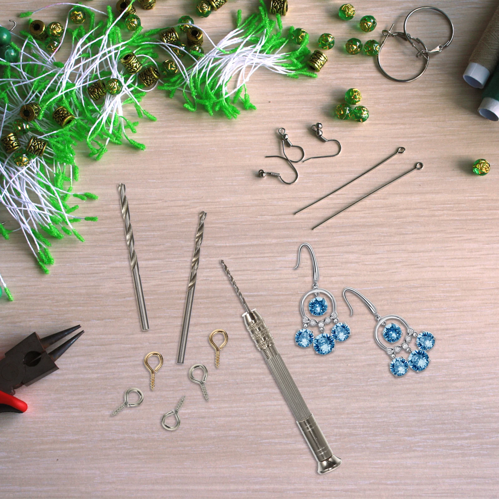 

1 set Crystal Resin Jewelry Tools Small Screw Eye Pin For Diy Pendant Making Eye Screw Threaded Clasp Hook Craft Kit