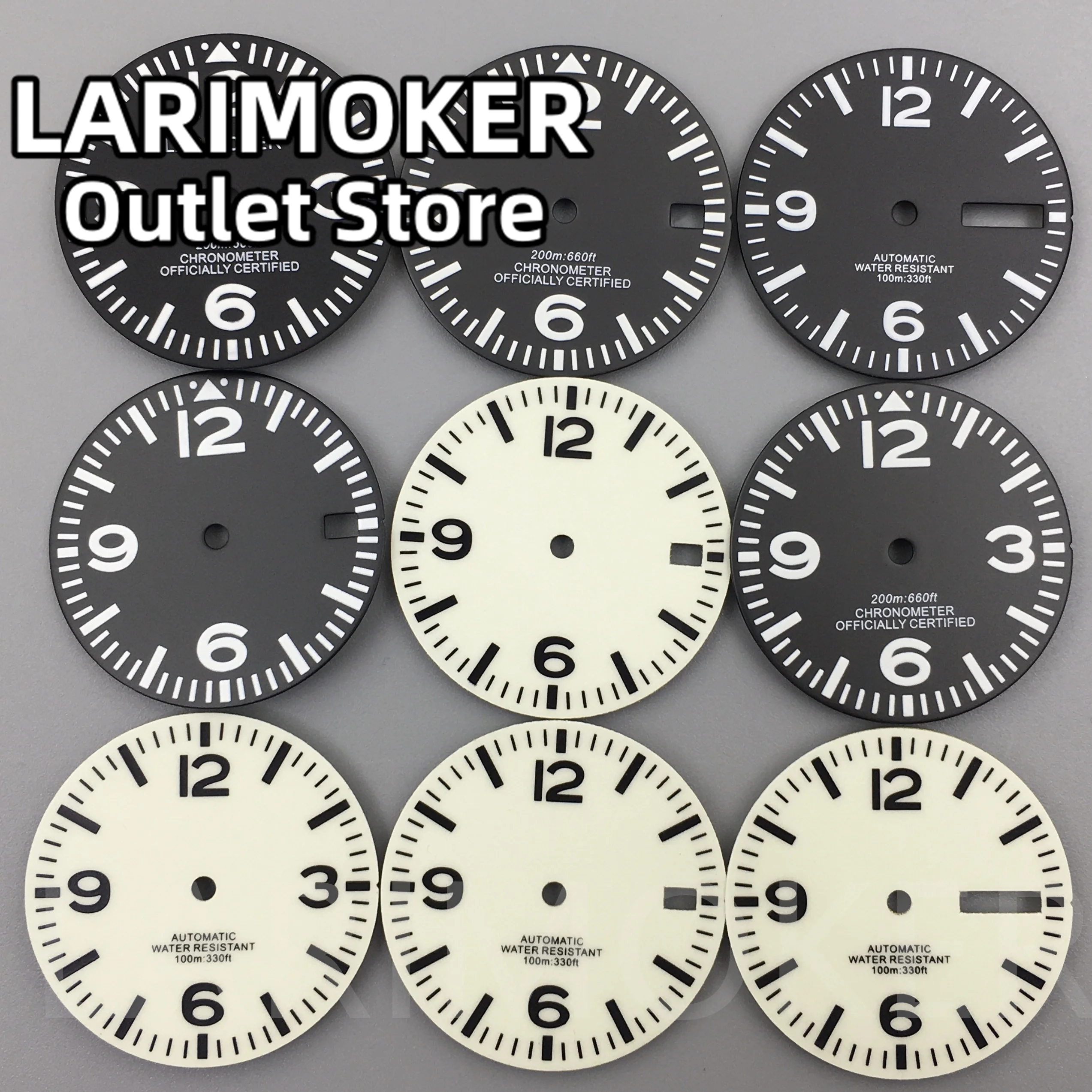 

LARIMOKER 29mm Black White watch dial luminous fit NH35 NH36 ETA2824 2836 Miyota8215 DG2813 3804 PT5000 movement
