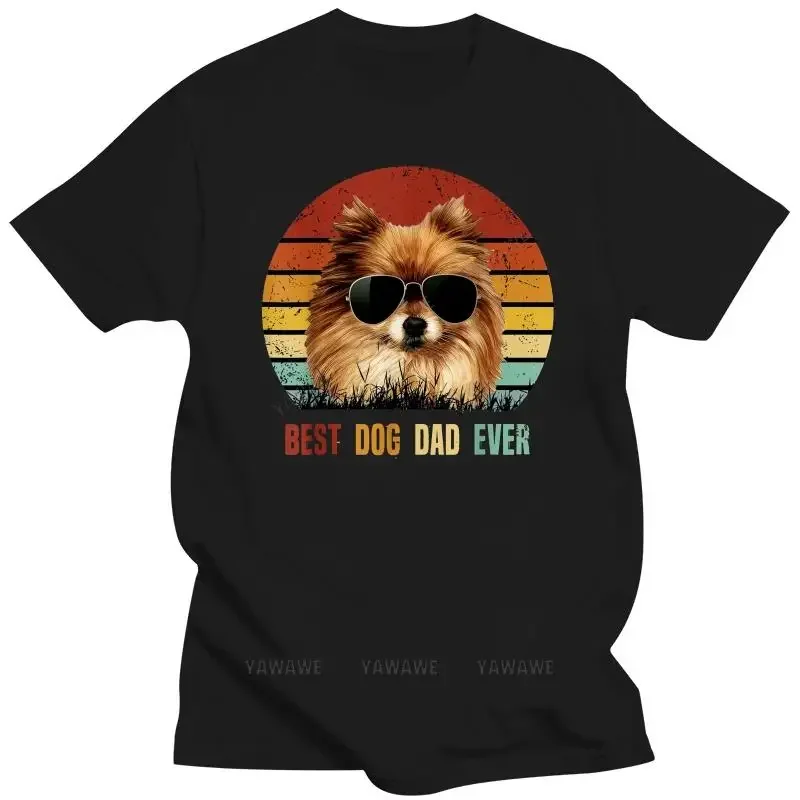 Day Gift-Men's T-Shirt-Black Pomeranian Tshirt Fathers Mens Vintage Best Dog Dad Ever male o-neck short sleeve casual tops