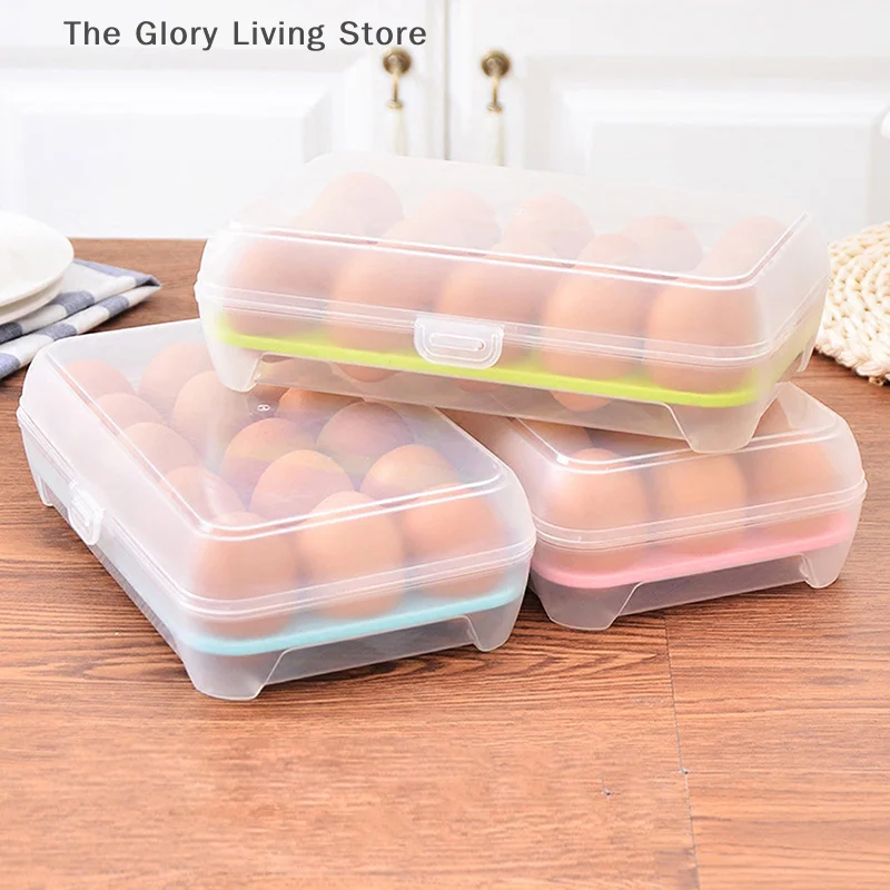 15-Grid Egg Storage Box Home Kitchen Supplies Refrigerator Egg Container Fresh-Keeping Box Tray Multi-Layer Plastic Organization