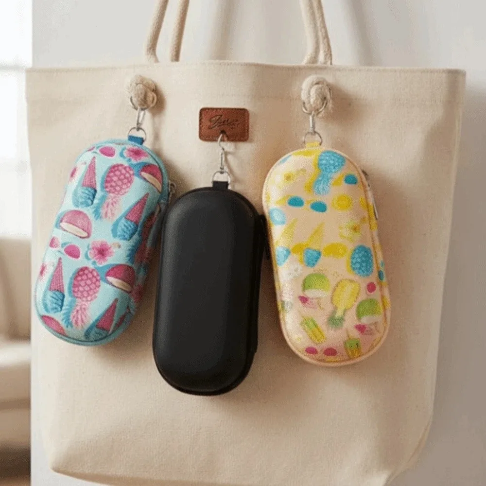 

Portable 2 Slots Glasses Organizer Fruit Printed / Black EVA Double-layer Eyewears Storage Box Anti-lost Dust-proof