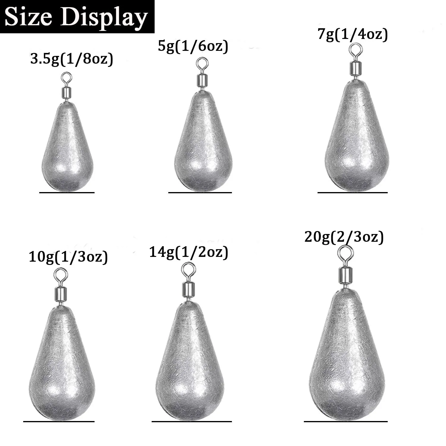10 Stück/Set Angelgewichte 3,5g 5g 7g 10g 14g 20g Weichköder-Sinker Bass-Angelzubehör – Detail 3