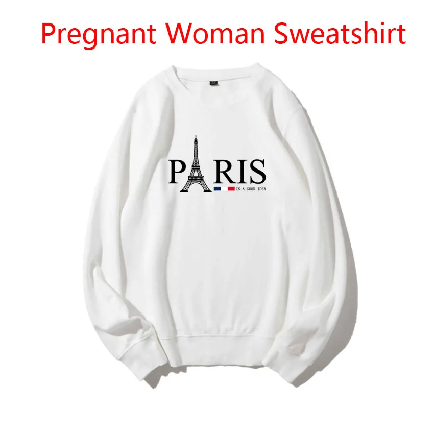 

Pregnant Woman Sweatshirt Funny Cute Paris Letter Printed Spring Autumn Sweaters for Maternity Women Customized DIY