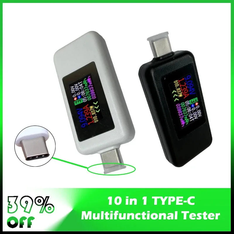 Pengukur voltase Digital, Amperimetro 10 in 1 USB Tester DC Digital, pengukur voltase arus Amp Volt Ammeter, detektor Power Bank indikator pengisi daya