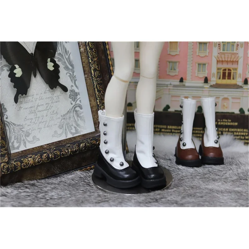 

BJD Doll Shoes 1/4 1/6 Round Toe Thick-soled Girls Toys Elegant Black Brown Matte Leather Ankle Boots Gifts Doll Accessories