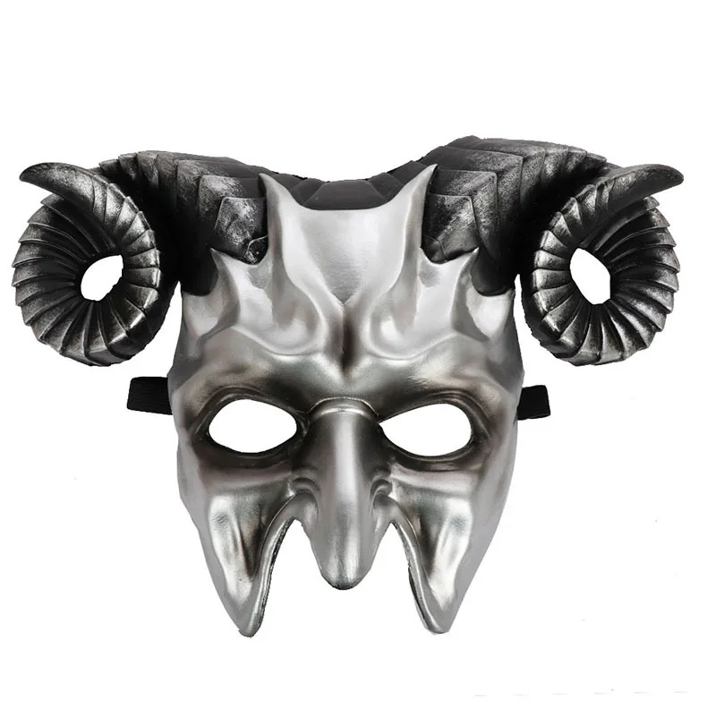 Halloween Party Headwear Cosplay Horror 3D Mask Bull Horn Mask Props Stage Show Accessories Performance Makeup Party