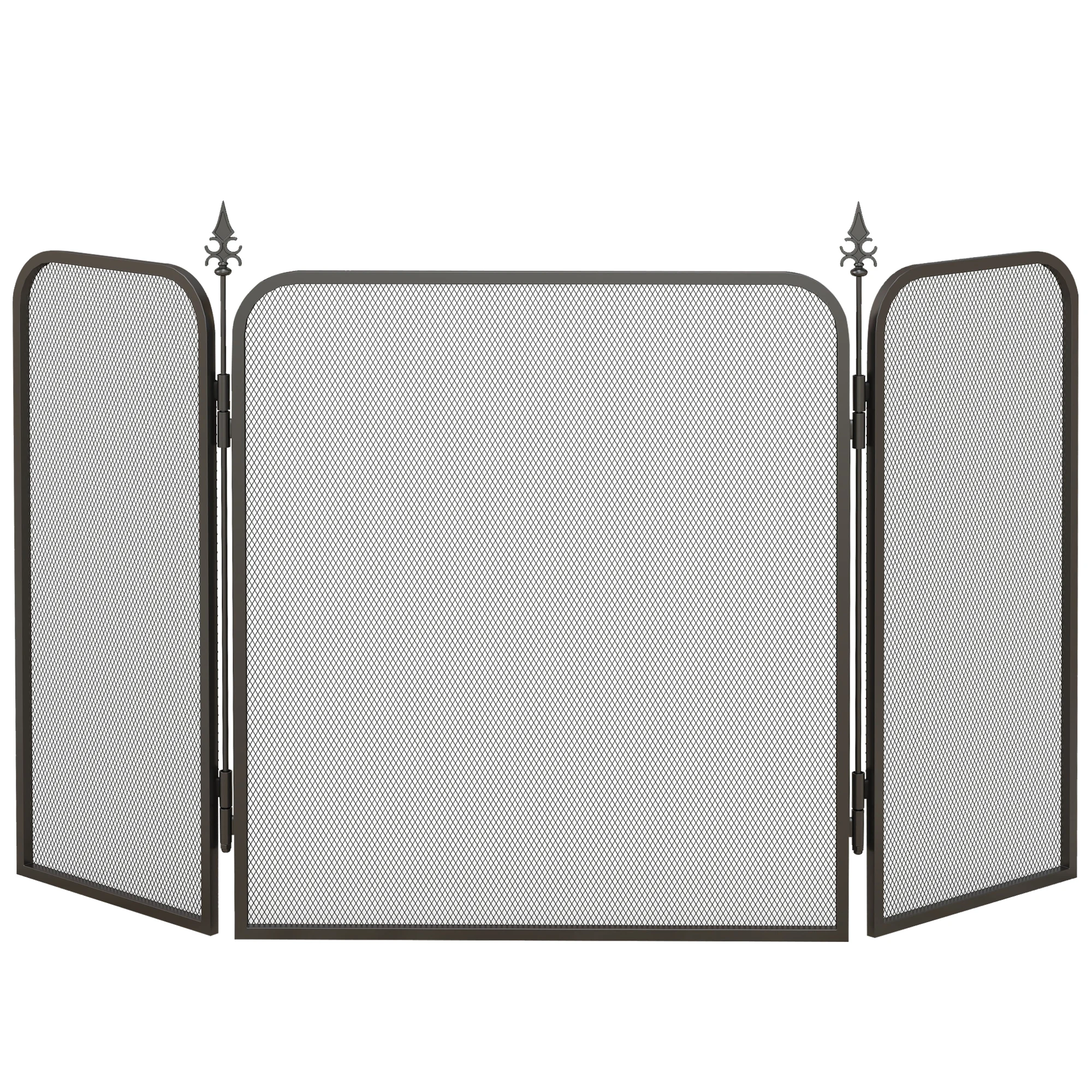 HOMCOM Salvachispas 3 panel Metal fireplace 96x1,3x56 cm black