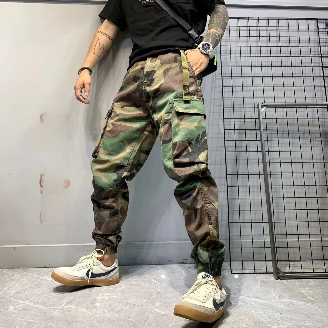 

Spring American Sle Straight Leg Camouflage Work Pants Men's Thiened Pure Cotton Autumn Winter Wear Resistant Dirt Proof ...