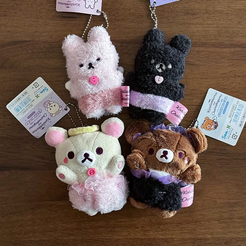 

Rilakkuma Angel Devil Series White Wings Strawberry Pink Rabbit Plush Keychain Decoration Student Bag Accessory Halloween Gift