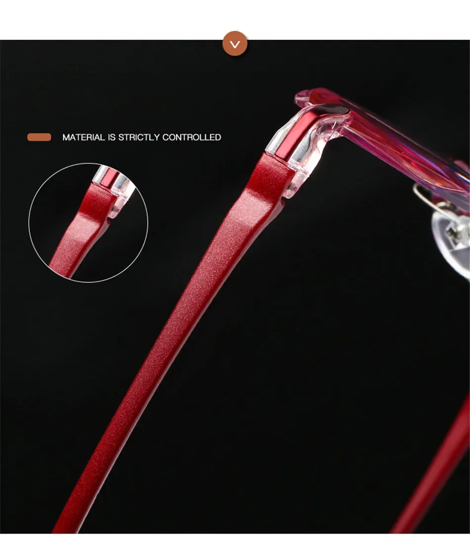 Schneiden Lesebrille Presbyopie Rahmen Frauen Männer Oval Randlose Ultraleicht Anti Blau Licht Computer Brillen +1 +1.5 +2 +2,5 – Detail 3