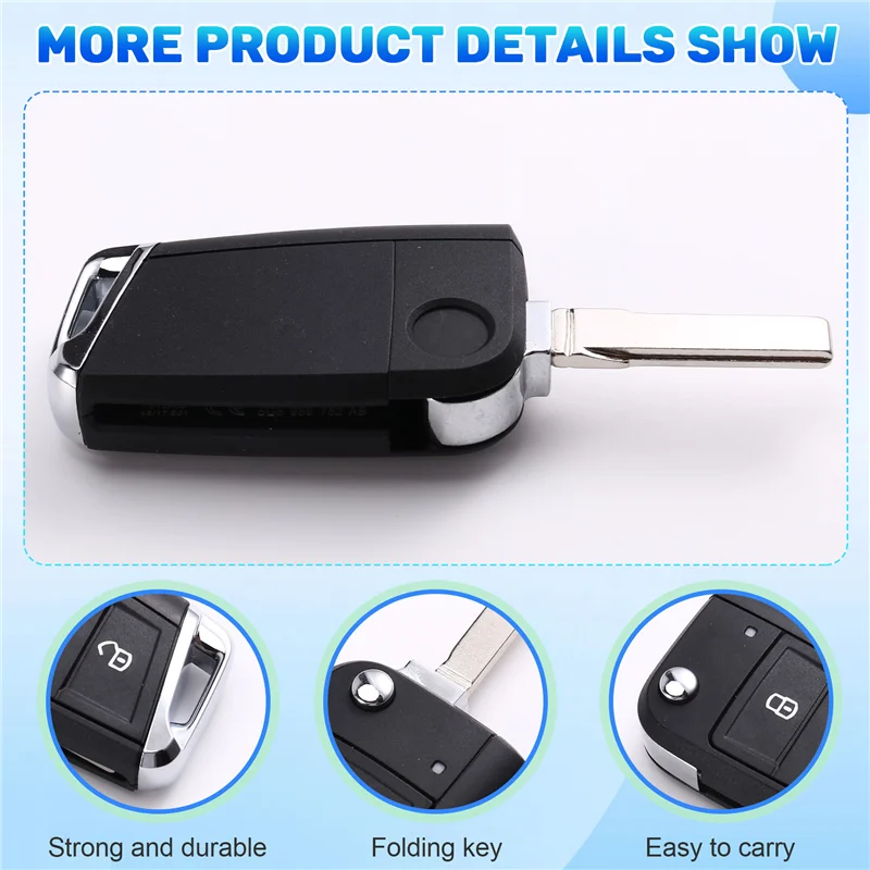 

Car Remote Control Folding Key Shell With 3 Buttons For VW MBQ Golf Tiguan Width Key Blade Housing Cover