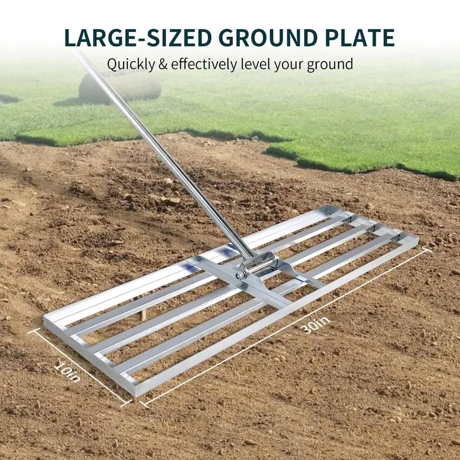 أداة تسوية العشب مقاس 30 × 10 بوصة، أداة تسوية العشب الاحترافية، مقابض للمروج، مشط المناظر الطبيعية شديد التحمل للفناء الخلفي، Ga