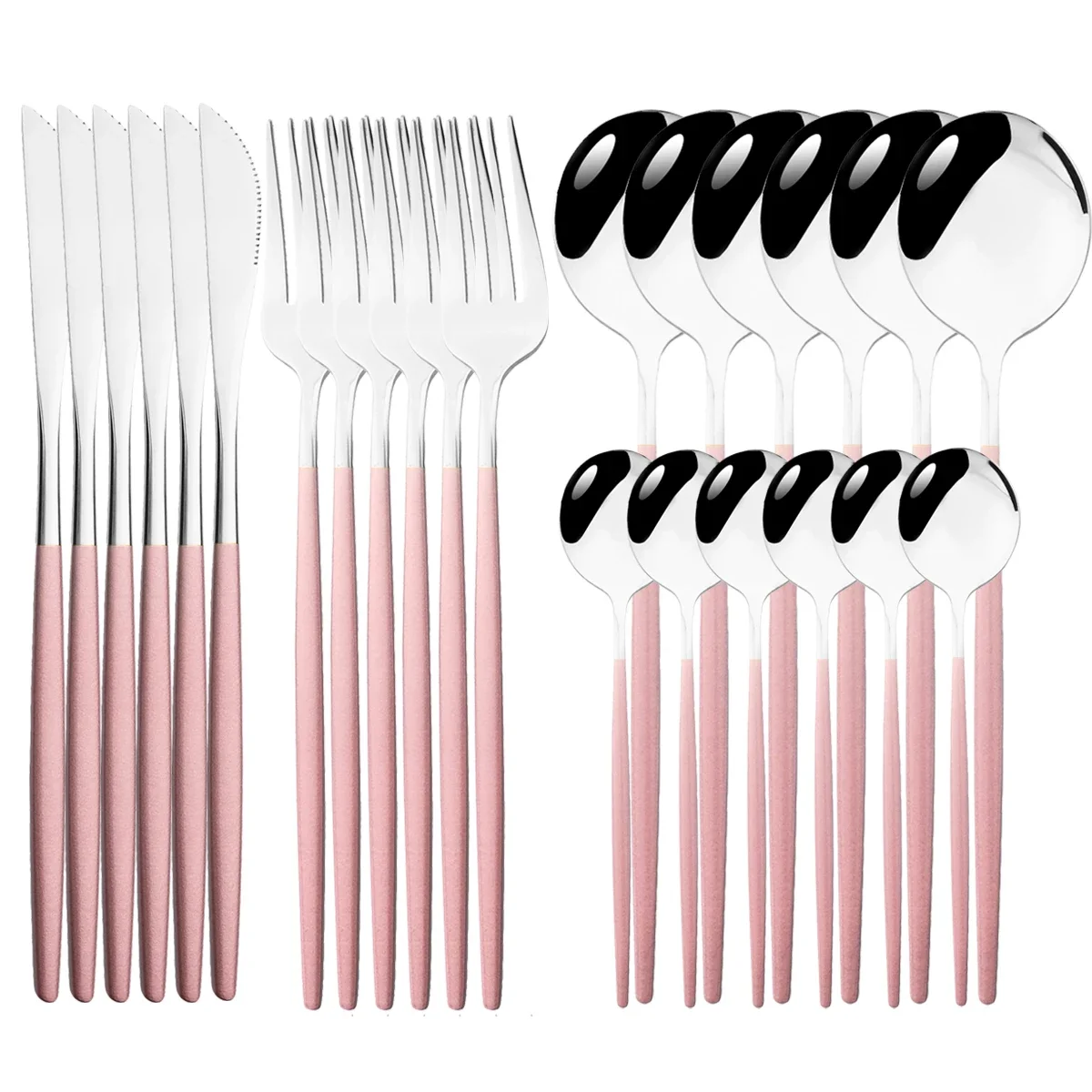 

24Pcs Stainless Steel Silverware Set Knife Fork Spoon Dinnerware Set Kitchen Tableware Gift Flatware Cutlery Set