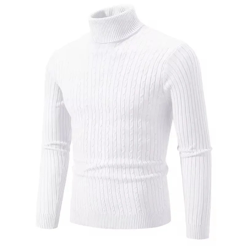 Suéter de cuello alto para hombre, Jersey de punto, ropa informal cálida