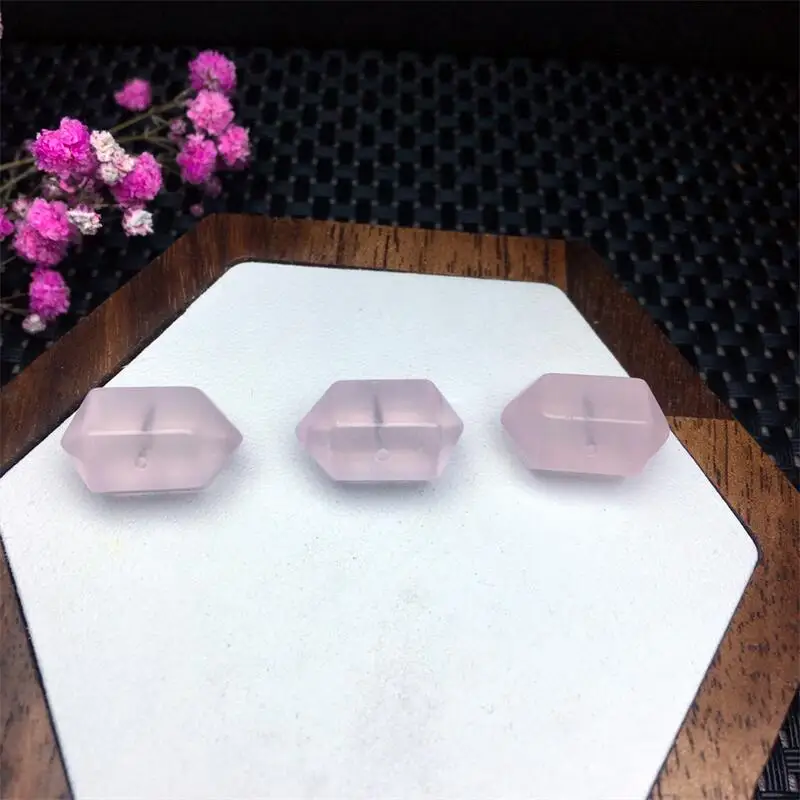 5PCS Natural Rose Quartz Double Point Carving Healing Gemstone Carved Figurine Gift Fashion Jewelry For Women Gift 17.5MM